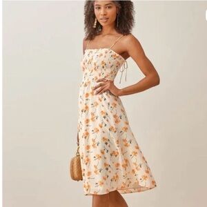 White Sundress with Orange Floral Print
